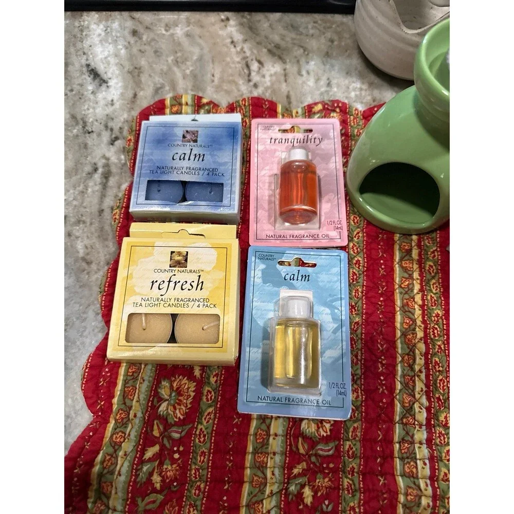 Country Naturals Oil Diffuser W/Candles Scents Calm Tranquility
